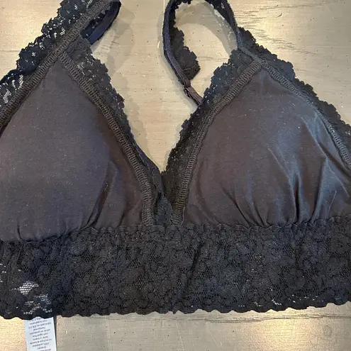 Hanky Panky  Supima® Cotton Padded Lace Trim Black Bralette