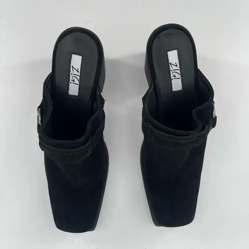 Zigi Bretti Women’s Black Suede Block Heel Mules Size 9 – Western Boho Slip