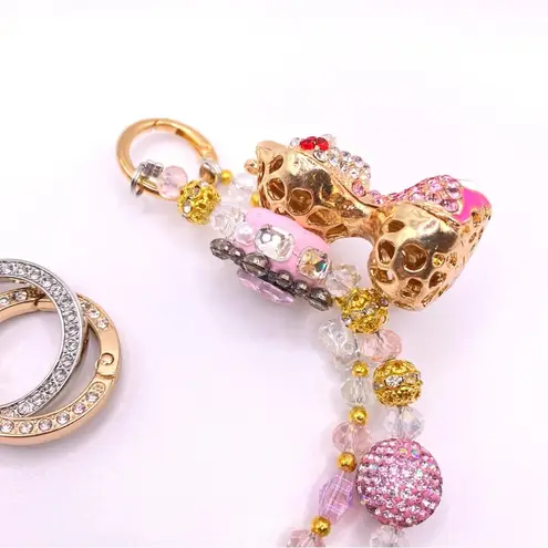 Handmade 🩷 Luxury Bag/Phone Chain Charm/Keychain PINK CHINESE DRAGON Bling Crystal Beads