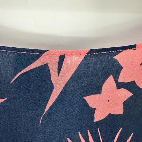 Salt Life Kaftan OSFM Navy Pink Floral Tassel Hem Coastal Boho Beach Cover Up