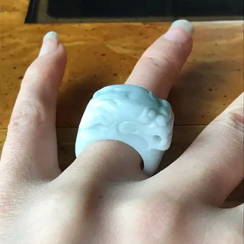 Natural Jade Dragon Ring Size 7