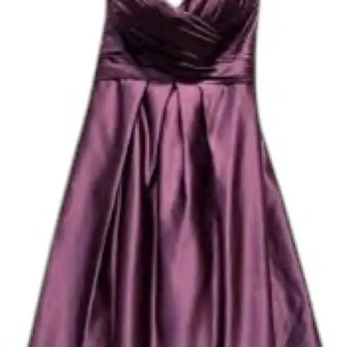 Bill Levkoff Strapless Purple Satin Pleated Cocktail Dress Sz 10 Lined in GUC