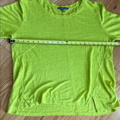 Elliott Lauren linen lime Green Blouse with notches at bottom hem Size M