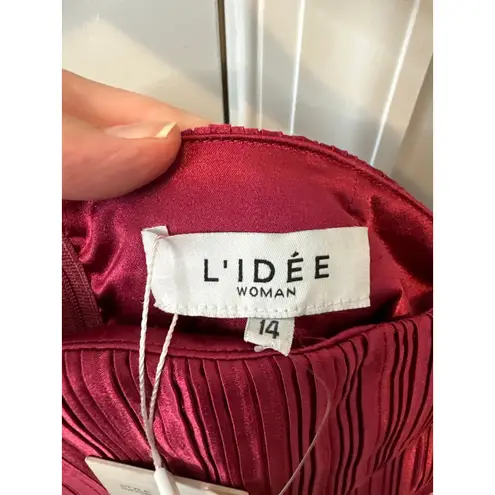 L’IDÉE Gatsby Pleated Oxblood Midi Gown Anthropologie Size Large NWT Red