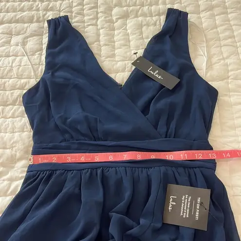 Lulus NWT  Thoughts of Hue Navy Blue Surplice Maxi Dress XS