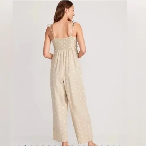 Old Navy  Sleeveless Linen Blend Cropped Twist Front Smocked‎ Jumpsuit Womens S