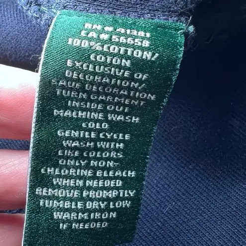 Lauren Ralph Lauren Zipper Shoulder Shirt Womens Medium Navy Blue Casual