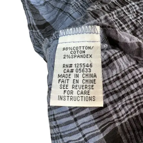 Habitat Blue Plaid Cotton Blend Textured Tunic Top Size Small