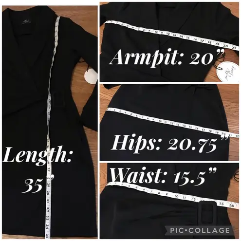 Tuxedo Lapel Faux Wrap Dress in black size M Size M
