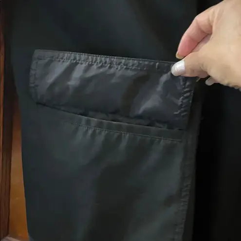 Dennis Basso Black Trench Coat with Leopard Details XL