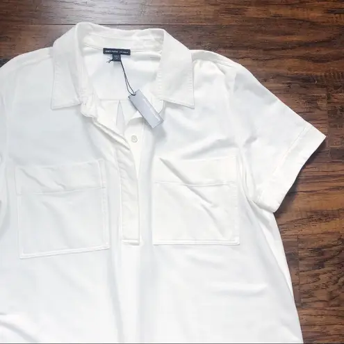 James Perse • Fresca Knit Pocket Shirt Dress cream white shift a-line popover