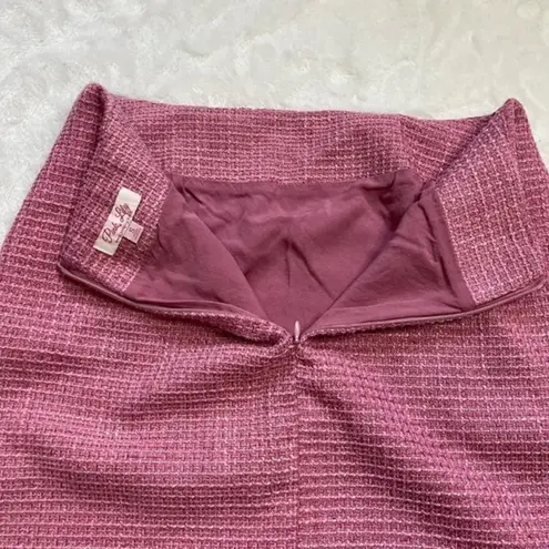 Pink Lily  Women's Zipper Back Closure Rayon Lined Pink Tweed Pencil Skirt Size S