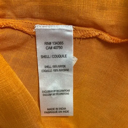 David Meister Women’s L Orange Pink Embroidery Luxe Appliqué Cutouts Tunic Top