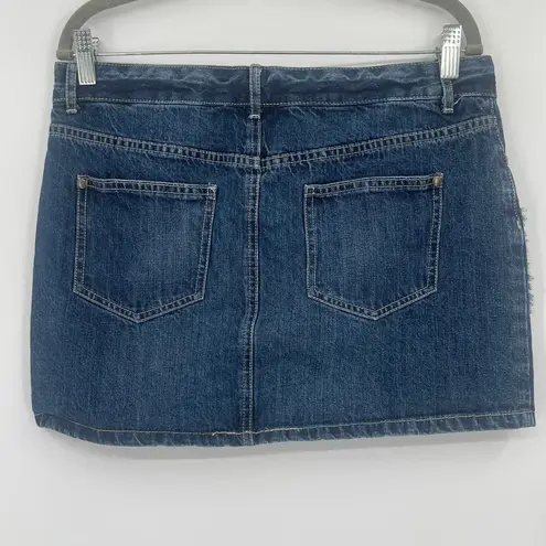 Joe Boxer Vintage Y2K  Patchwork Denim Mini Skirt Sz 7 Retro Frayed Jean Festival
