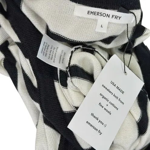 EMERSON FRY Luxe Emerson Knit Top, Mariner Stripe Tencel & Cashmere, Large White