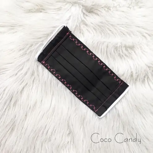 🆕Embroidered Pink Bow Black Fabric Reusable Face Mask