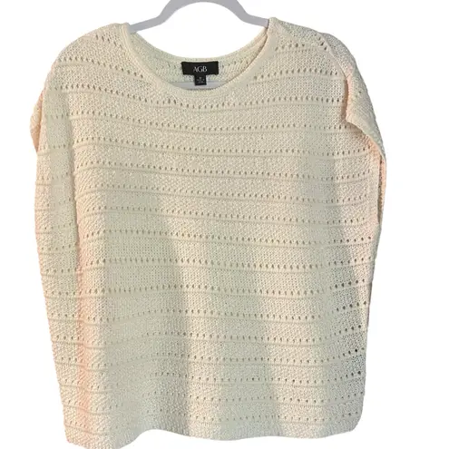 AGB Knitted Vest Ivory NWT SZ MED Oversized Open Weave Office Chic Boho Preppy