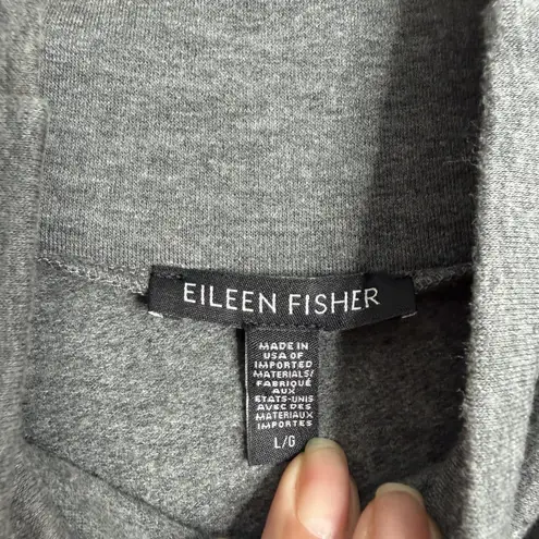 Eileen Fisher  Mock Neck Sweater In Gray Tencel Cotton Large Stretch - Image 3