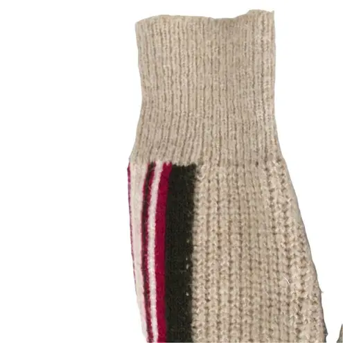 Heartloom Remy Striped Sleeve Cardigan Sweater Beige Hidden Button Placket XS