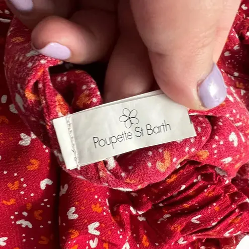 Poupette St Barth Red Sky Rayon Georgette Foe Printed Pants Size US XS