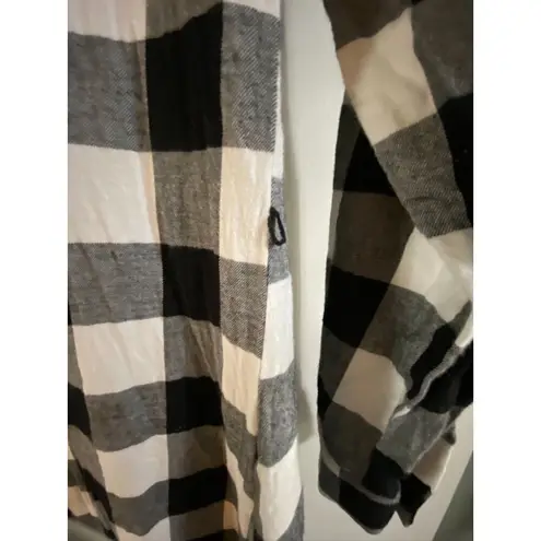 Place Plaid Black and White Long Sleeve Collared Flannel Dress Women's Sz XS