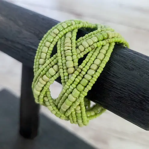 Vintage Bracelet Beaded Green Wrap Bracelet