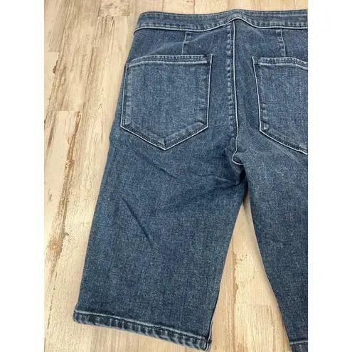 J+CO Denim Shorts Womens Size 26 Medium Blue Wash High Rise Seamed 10" Bermuda