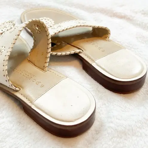 Apostrophe Jaquie Leather Thong Whipstitch Sandals Ivory White Size 6