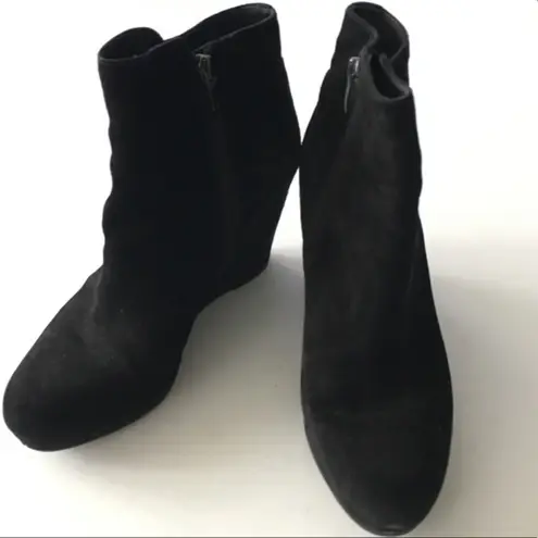 via spiga ‎ 'Diarra' Wedge Bootie Ankle Boots Black Suede Womens Size 8.5 Booties