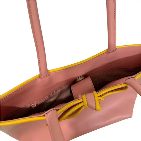 Furla Vintage Y2K Pink & Yellow Bow Tote/Shoulder Bag Elegant Structured Design