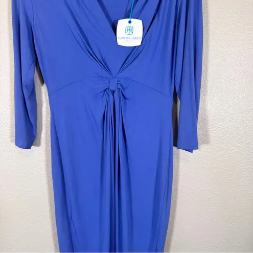 Tori Richard Tori Richards Blue 3/4 Sleeve Mini Dress Womens S Twist Front Bodycon NWT thumbnail 7