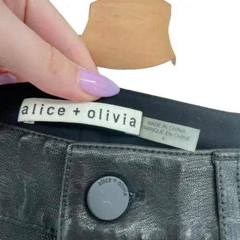 Alice + Olivia  Leather Bermuda Shorts Longer Length Black Size‎ 4