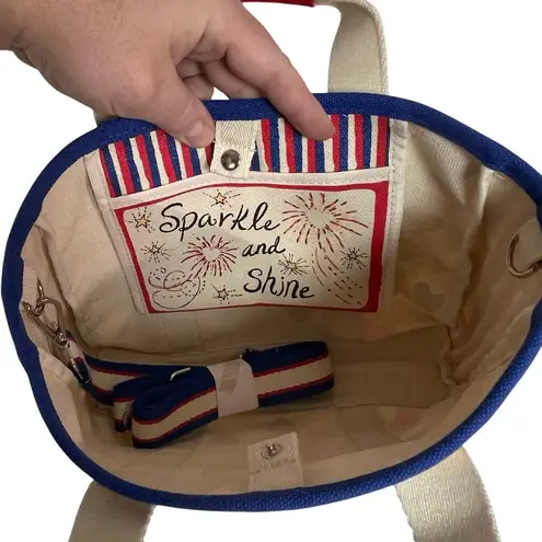 Brighton NWT  Red, White, and You Mini Heart Canvas Tote crossbody bag