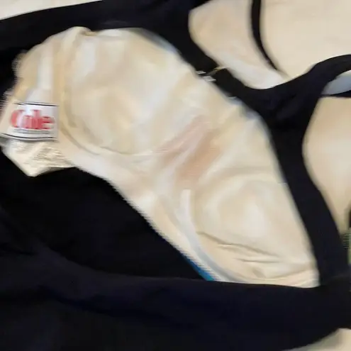 Vintage 70s Cole of California Bathing Suit Black Striped Mod MCM Movie Prop Size 6