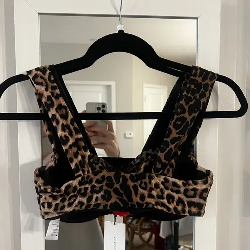 Veronica Beard 885 NWT  Balos Bikini Top Size Small Color Brown Black