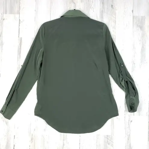 Rock & Republic  Silky Dark Green Long Sleeve Button Down Top Women's Size Small