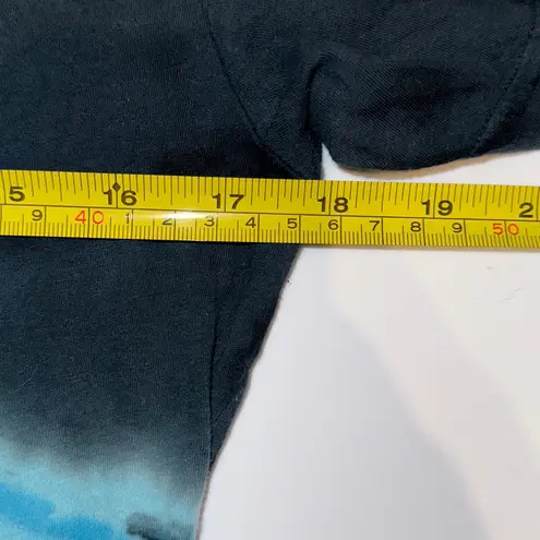 Affliction Blue Ombre Distressed Cutout Tee Size M Rhinestone Navy Aqua Rock Top