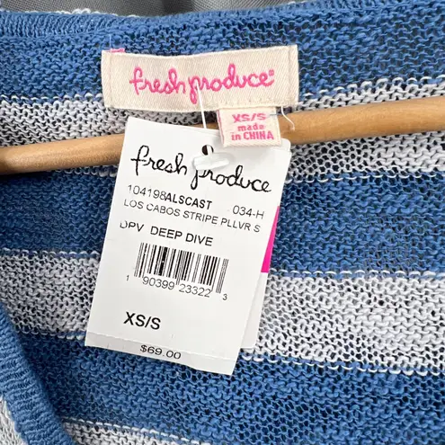 Fresh Produce Lightweight Sweater XS/S Blue Stripe V Neck Hooded Los Cabos New - Image 4
