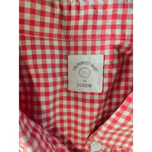 J.Crew  The Perfect Shirt Women Red And White Button Up sz M