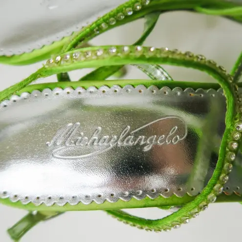 Vintage Y2K Michelangelo Lime Green Rhinestone Heels Size 8.5
