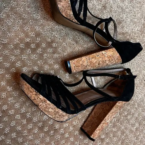 Charles by Charles David Black Block Heel Platform Strappy Sandal SZ 10 HOCO