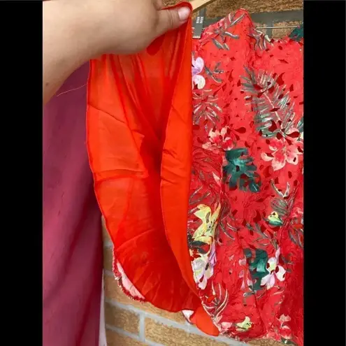 Caroline Constas Embroidered Bustier Dress xs Orange