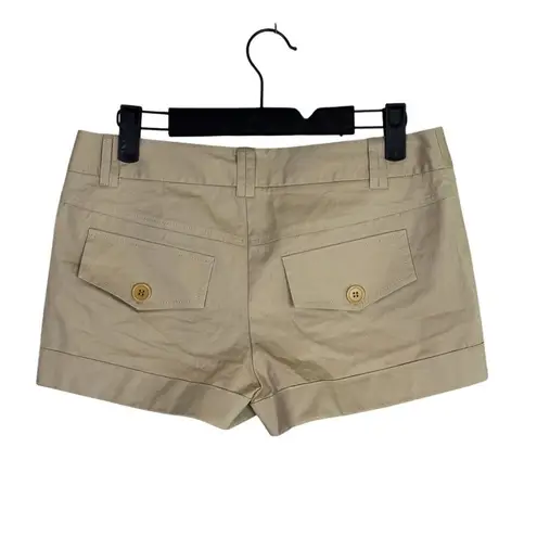 BCBGMAXAZRIA  Low Rise Cargo Cuffed Shorts Faux Pockets Flat Front 2 Tan Khaki