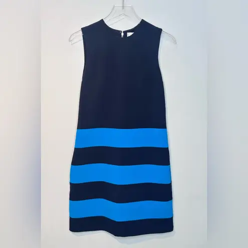 Victoria Beckham Navy Blue Midnight Turquoise Stripe Knit Shift Dress