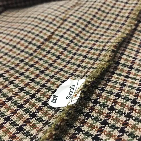 Vintage Houndstooth Patterned Vest | Size S Tan