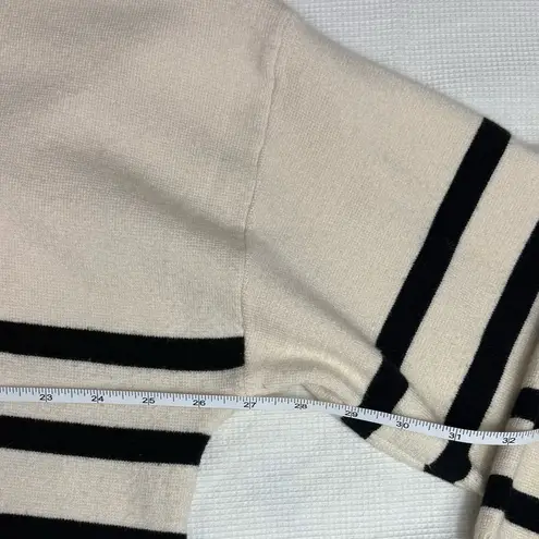 FOR THE REPUBLIC Cream and Black Striped Crew Neck Sweater Size XXL