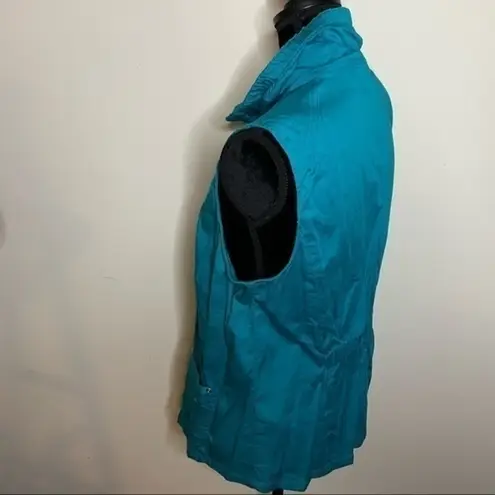 Christopher & Banks Cotton Zip-front Ruffle Trim Casual Vest Teal XL