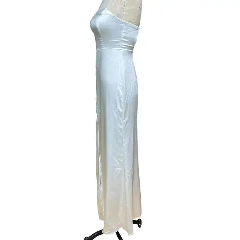 Lulus Eternal Infatuation White Satin Strapless Maxi Dress Size XS White