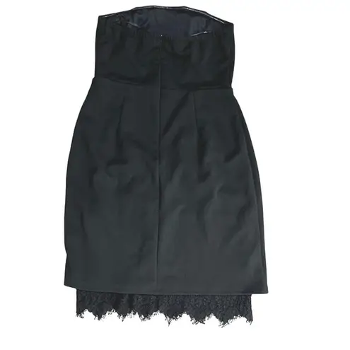 Lulus Black Mateo Strapless Dress w/ Eyelash Lace Hem - Size M