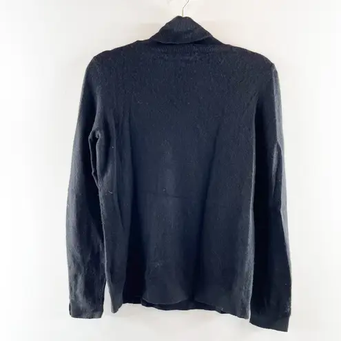 Cashmere by Bloomingdale's Turtleneck Pullover Sweater Gold Button Cuffs Black L Size L